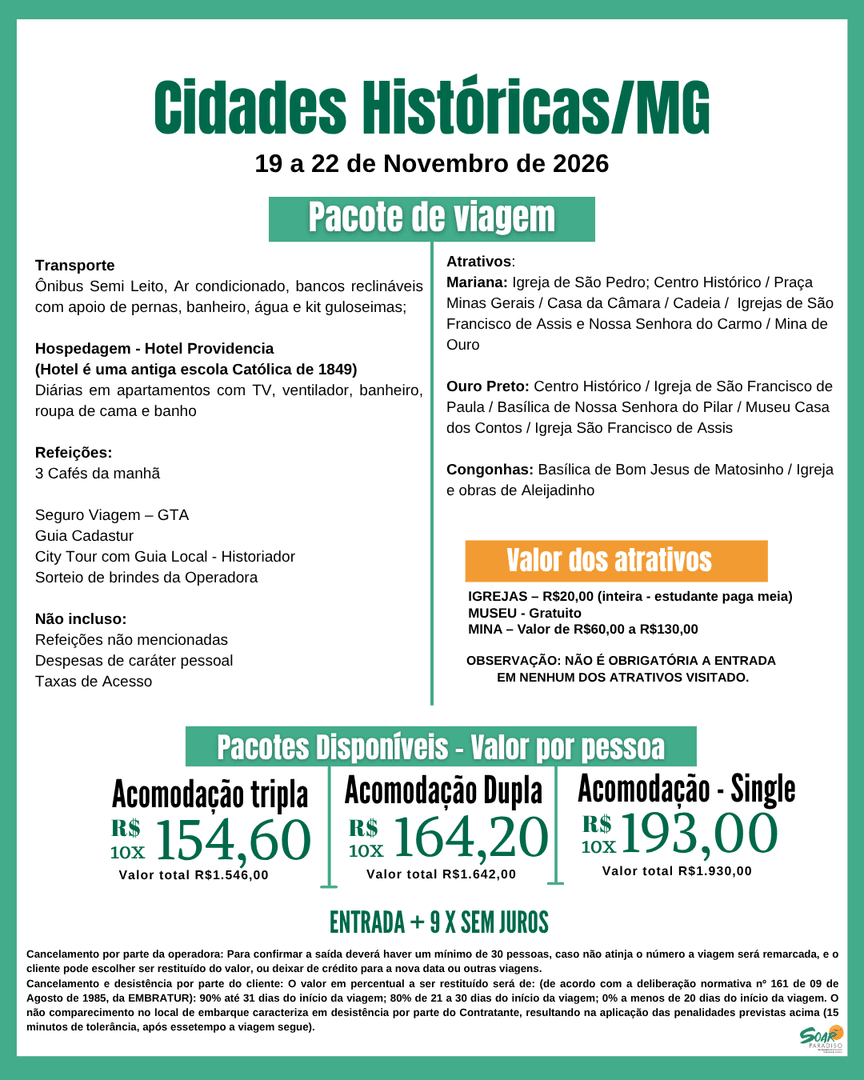 Cidades Históricas de Minas Gerais: Mariana, Ouro Preto e Congonhas | Consciência Negra 2026